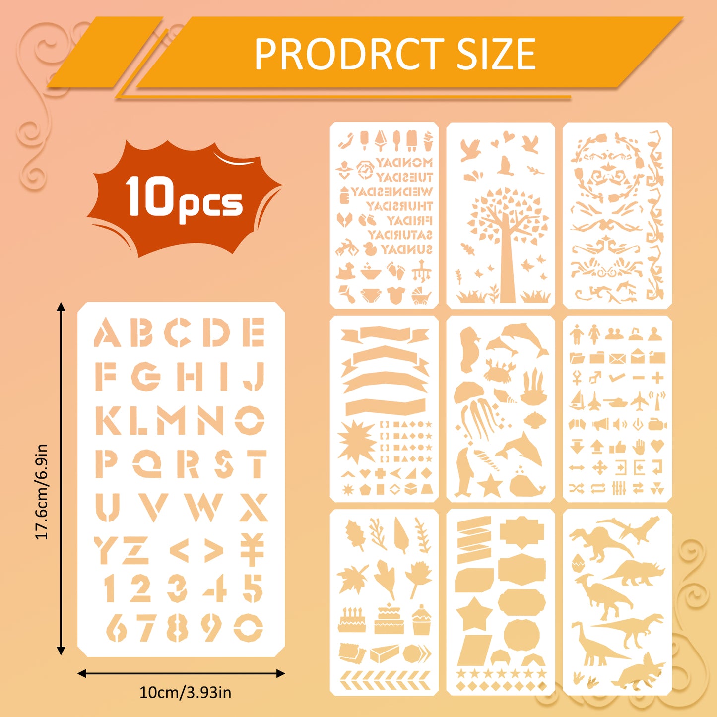 10 Pcs Essential Stencil Set