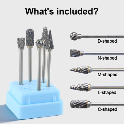5-Piece Tungsten Rotary Bit Set