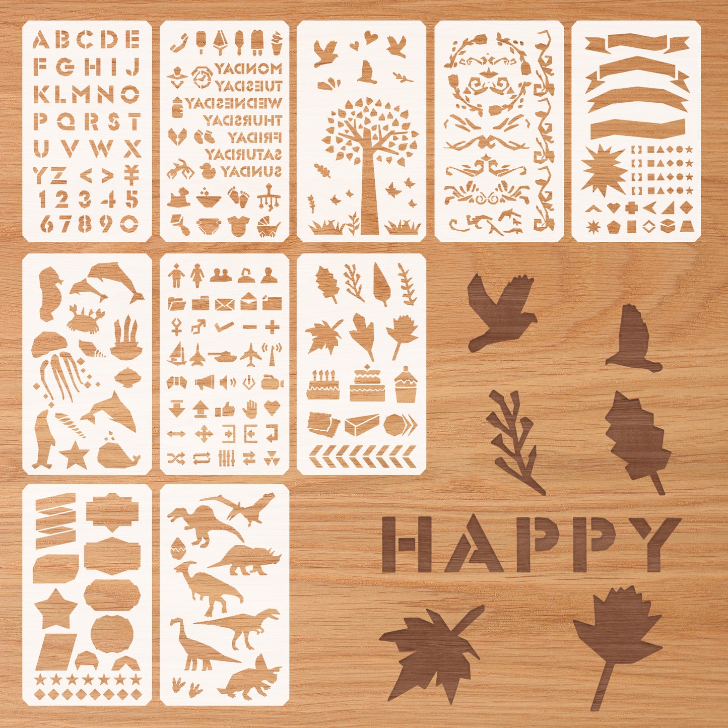10 Pcs Essential Stencil Set