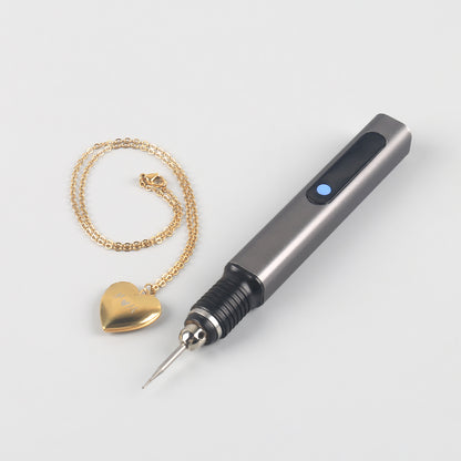 Gold Heart Locket Necklace + Electric Engraving Pen Tools