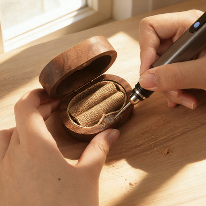 Wood Ring Box + Electric Engraving Pen Tools