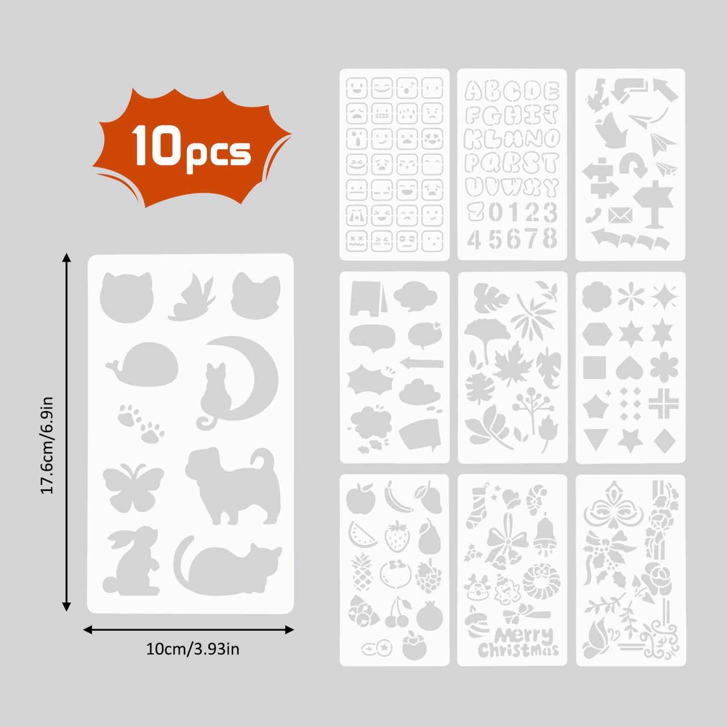 10 Pcs Crafting Stencil Set