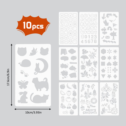 10 Pcs Crafting Stencil Set