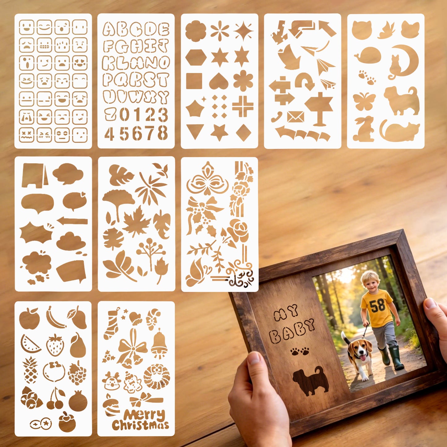 10 Pcs Crafting Stencil Set