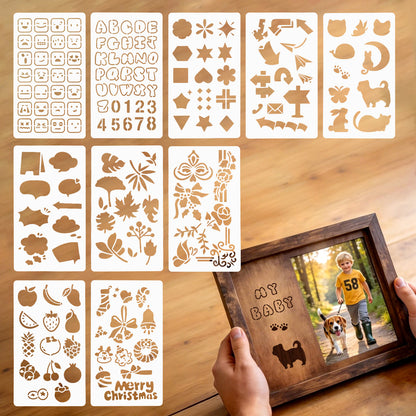 10 Pcs Crafting Stencil Set