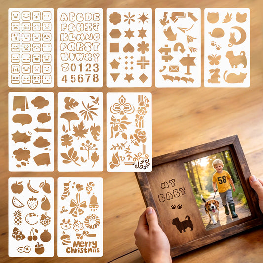 10 Pcs Crafting Stencil Set